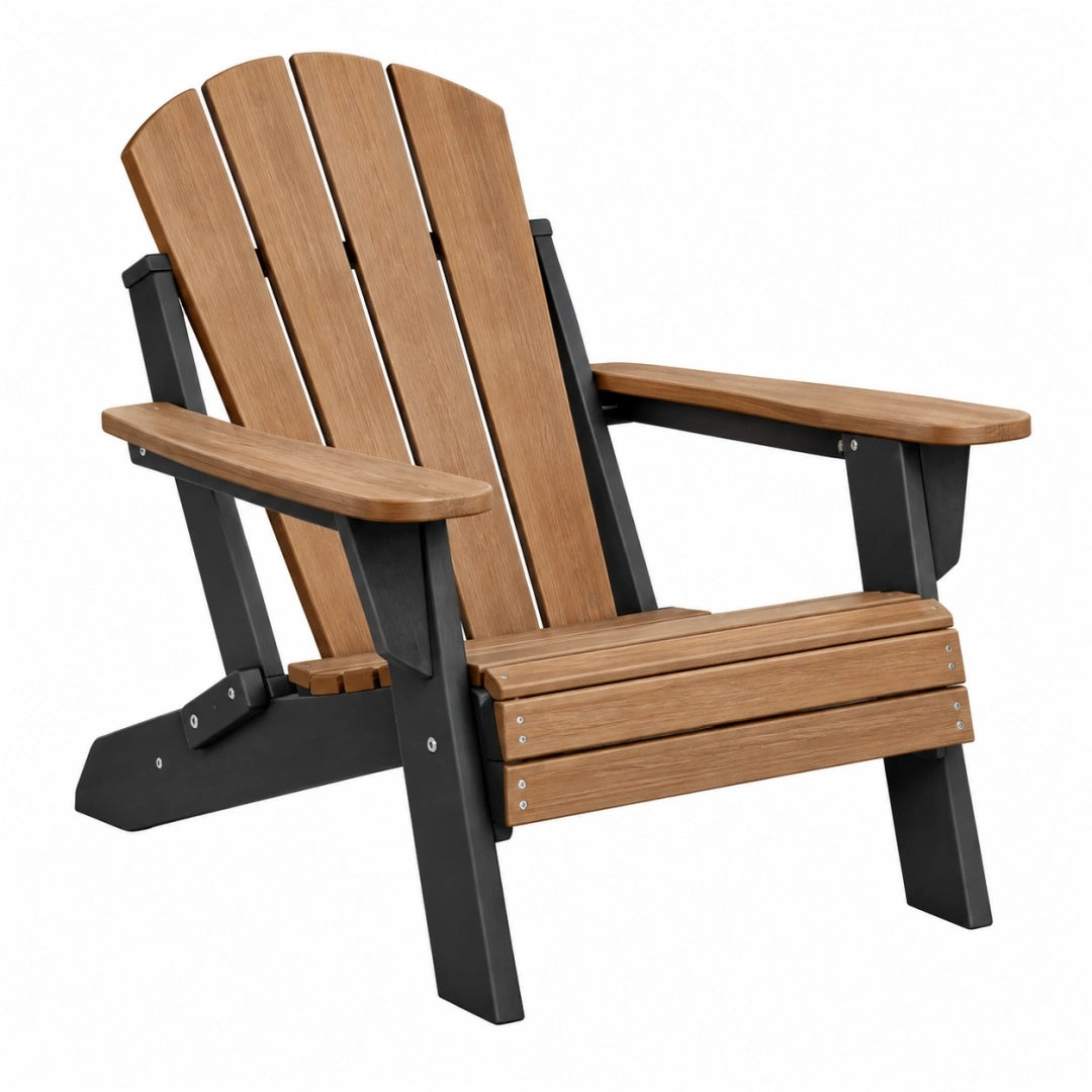 Silla Adirondack 83 x 79 x 95 cm de madera marrón y estructura negra para exterior