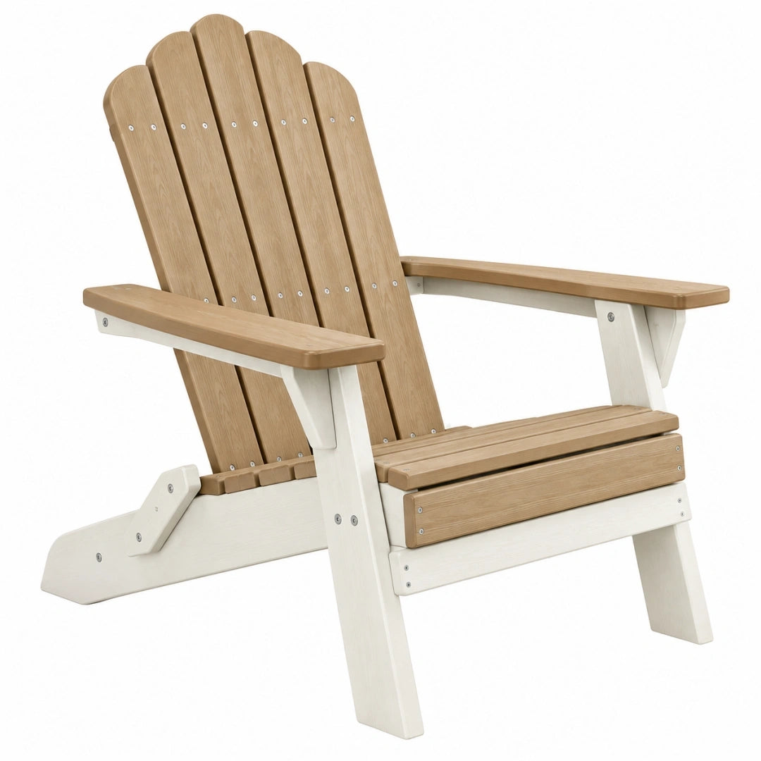 Silla Adirondack 80 x 83 x 98 cm de madera beige y blanca para exterior