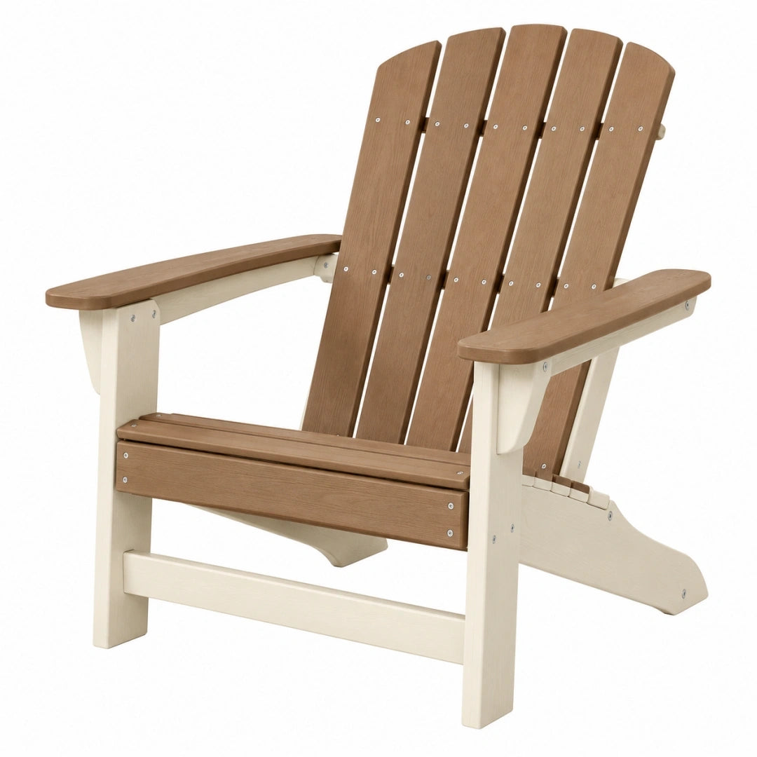 Sillón Adirondack 83 x 78 x 98 cm de madera marrón y crema para exterior