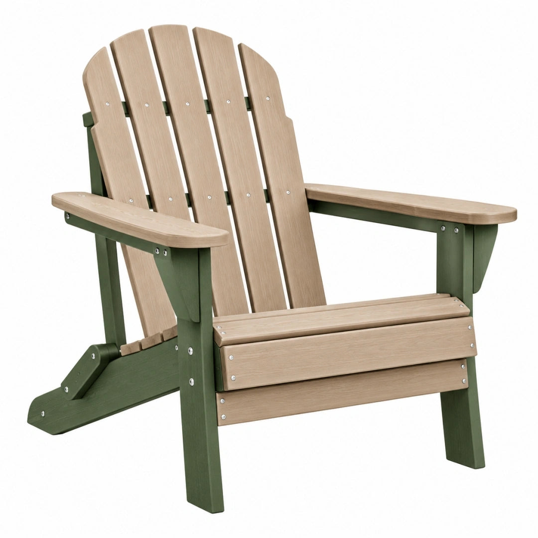 Sillón Adirondack 80 x 75 x 95 cm de madera beige y verde para exterior