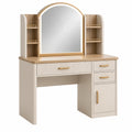 Tocador 100 x 40 x 150 cm de madera beige con espejo cajones y estantes estilo moderno
