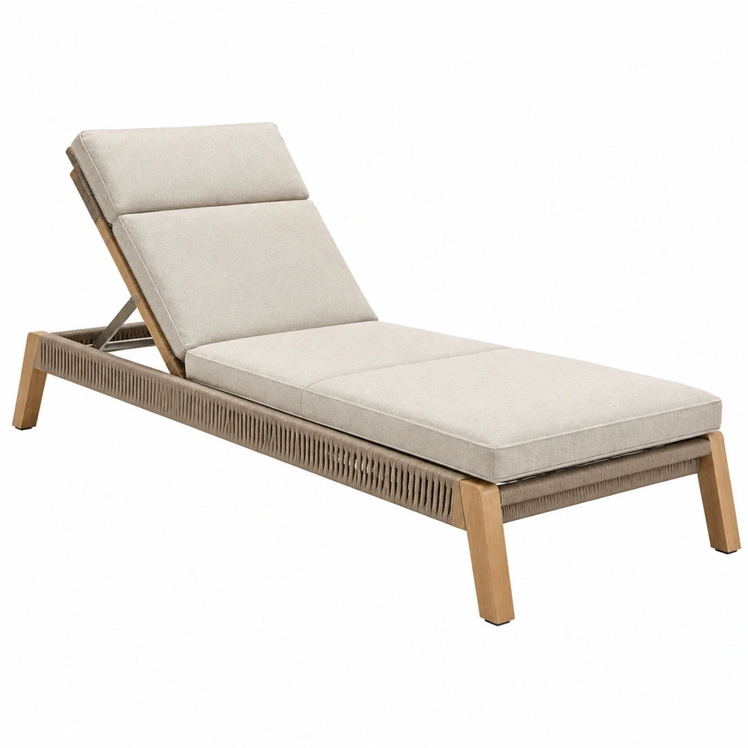 Tumbona de jardín 200 x 70 cm de madera beige con respaldo reclinable