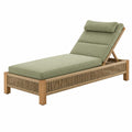 Tumbona 200 x 70 cm de madera y cuerda beige verde para exterior con respaldo reclinable