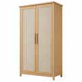 Armario 90 x 50 x 190 cm de madera natural y ratán con 2 puertas - Estilo nórdico